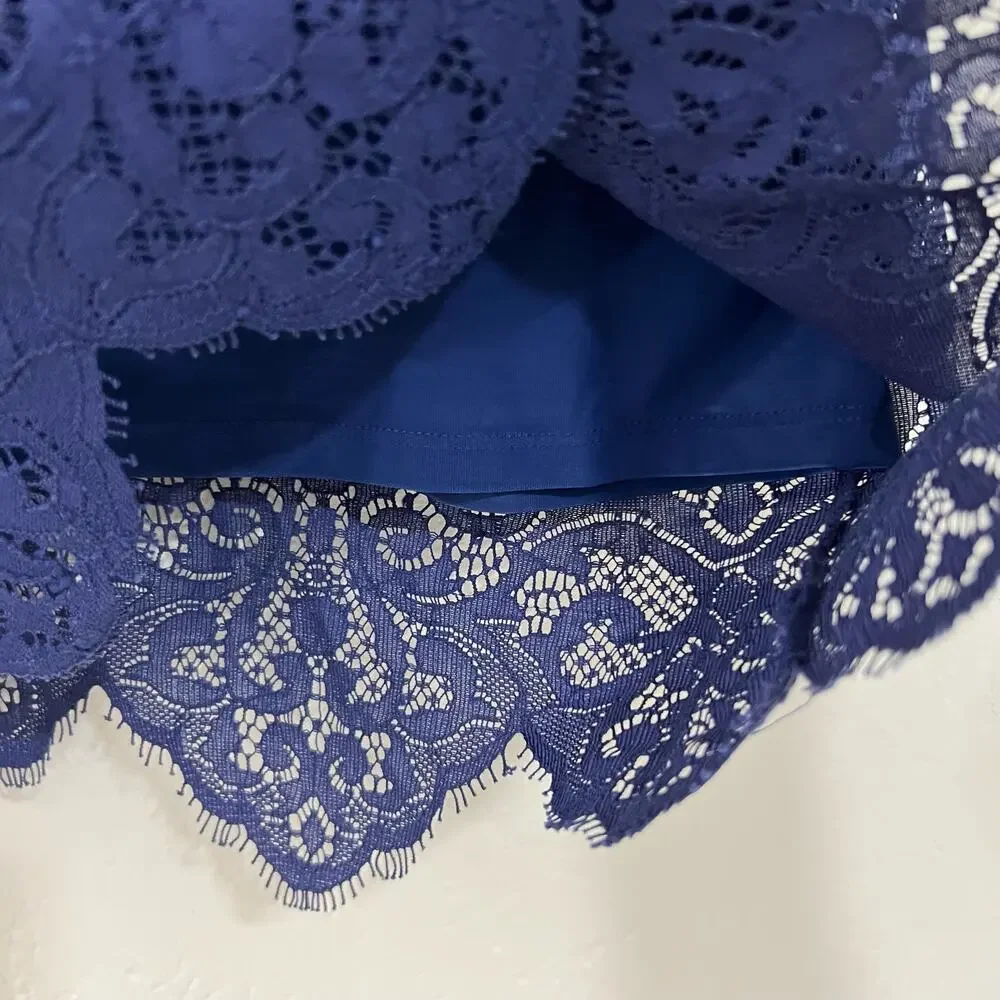 For Love and Lemons Midnight Blue Lace Mini Skirt Size Small